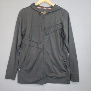 REI Women's Full Zip Softshell Jacket Hood Zipper Pockets Stretch Outdoor Gray L